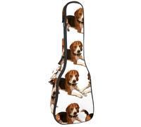 VAPOKF Ukulele Bag, Ukulele Case for Soprano Tenor Concert 23 Inch 10MM Thick Soft Padded Adjustable Straps Gig Bag, Beagle Dogs Lying on The Ground