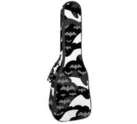VAPOKF Ukulele Bag, Ukulele Case for Soprano Tenor Concert 23 Inch 10MM Thick Soft Padded Adjustable Straps Gig Bag, White and Grey Flying Bats