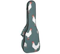 VAPOKF Ukulele Bag, Ukulele Case for Soprano Tenor Concert 23 Inch 10MM Thick Soft Padded Adjustable Straps Gig Bag, Black Dots White Rooster Pattern