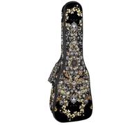 VAPOKF Ukulele Bag, Ukulele Case for Soprano Tenor Concert 23 Inch 10MM Thick Soft Padded Adjustable Straps Gig Bag, Golden Floral Baroque Style