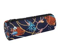 VAPOKF Underwater Nautical Rope Fishes Corals Canvas Pen Pencil Case Coin Purse Cosmetic Makeup Bag for Student Stationery School Office Storage