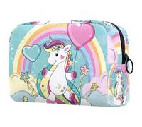 VAPOKF Unicorn Flies with Balloon on The Clouds Cosmetic Bag for Women, Travel Toiletries Bags Large Makeup Handy Pouch Organizer Bag with Zipper
