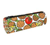 VAPOKF Vegetarian Falafel Lemon Tomato Canvas Pen Pencil Case Coin Purse Cosmetic Makeup Bag for Student Stationery School Office Storage