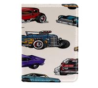 VAPOKF Vintage American Muscle Cars Passport Holder Travel Wallet Leather Card Case Cover, 11.5x16.5cm