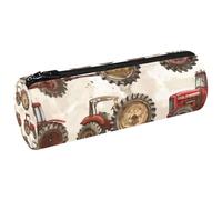 VAPOKF Vintage Farm Tractors Canvas Pen Pencil Case Coin Purse Cosmetic Makeup Bag for Student Stationery School Office Storage
