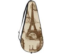 VAPOKF Vintage France Building Racket Bag for Tennis, Tennis Bat Cover Racket Case Paddle Bag, Holds up to 2 Racquets