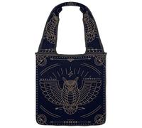 VAPOKF Vintage Line Owl Badge Canvas Tote Bags, Women's Shoulder Handbags, Large Reusable Carry Bag Shoulder Bag for School Work Office Travel Shopping Casual
