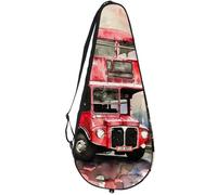 VAPOKF Vintage London Bus on Street Racket Bag for Tennis, Tennis Bat Cover Racket Case Paddle Bag, Holds up to 2