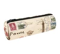 VAPOKF Vintage Postcard Paris Tower Flowers Pen Pencil Case Coin Purse Cosmetic Makeup Bag for Student Stationery School Office Storage