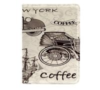 VAPOKF Vintage Ship Car Transportation Passport Holder Travel Wallet Leather Card Case Cover, 11.5x16.5cm