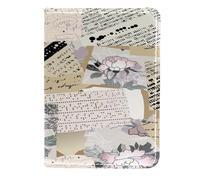 VAPOKF Vintage Torn Newspape Fragments Passport Holder Travel Wallet Leather Card Case Cover, 11.5x16.5cm