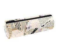 VAPOKF Vintage Torn Newspape Fragments Print Pencil Cases, PU Leather Pen Bag Student Stationery Organiser Bag Makeup Pouch for Women Girls Boys Kids School Office Supplies
