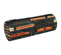 VAPOKF Vintage Trains Canvas Pen Pencil Case Coin Purse Cosmetic Makeup Bag for Student Stationery School Office Storage