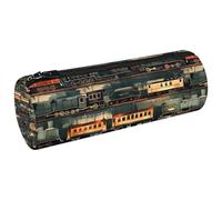 VAPOKF Vintage Trains Canvas Pen Pencil Case Coin Purse Cosmetic Makeup Bag for Student Stationery School Office Storage