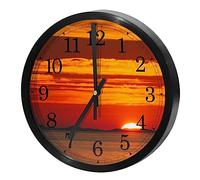 VAPOKF Wall Clock Silent Non Ticking Quartz Battery Operated Round Wall Clocks Home/Kitchen/Office/School Clock, Sunset Orange