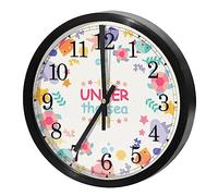 VAPOKF Wall Clock Silent Non Ticking Quartz Battery Operated Round Wall Clocks Home/Kitchen/Office/School Clock, under the Sea Sea Creatures Collection