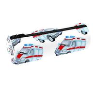 VAPOKF Watercolor Ambulance Pencil Cases, PU Leather Pen Bag Student Stationery Organiser Bag Makeup Pouch for Women Girls Boys Kids School Office Supplies