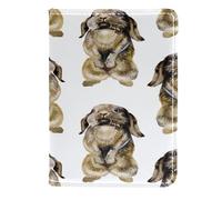 VAPOKF Watercolor Brown Rabbit Hare Bunny Passport Holder Travel Wallet Leather Card Case Cover, 11.5x16.5cm