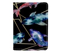 VAPOKF Watercolor Colorful Underwater Fish Passport Holder Travel Wallet Leather Card Case Cover, 11.5x16.5cm