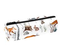 VAPOKF Watercolor Forest Animals Fox Hedgehog Hare Owl Pencil Cases, PU Leather Pen Bag Student Stationery Organiser Bag Makeup Pouch for Women Girls Boys Kids School Office Supplies