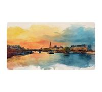 VAPOKF Watercolor France Pari City Kitchen Mat, Non Slip Washable Floor Rug, Absorbent Kitchen Mats Runner Rugs for Kitchen, Hallway, Laundry Room