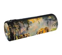 VAPOKF Waterfall Tigers Bush Pen Pencil Case Coin Purse Cosmetic Makeup Bag for Student Stationery School Office Storage