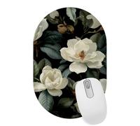 VAPOKF White Flowers Mouse Pad | Desk Mat/Gaming Oval Mouse Pad | Improved Precision and Speed | Rubber Base for Stable Grip on Smooth Surfaces | 28×18 cm