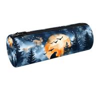 VAPOKF Wild Animals on Forest Silhouette Canvas Pen Pencil Case Coin Purse Cosmetic Makeup Bag for Student Stationery School Office Storage