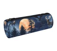 VAPOKF Wild Forest Animals Silhouette Canvas Pen Pencil Case Coin Purse Cosmetic Makeup Bag for Student Stationery School Office Storage
