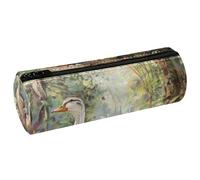 VAPOKF Wild Indian Runner Ducks Print Pencil Cases, PU Leather Pen Bag Student Stationery Organiser Bag Makeup Pouch for Women Girls Boys Kids School Office Supplies