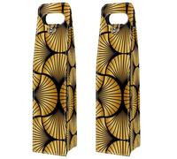 VAPOKF Wine Bags Decoration, 2 PCS Reusable Leather Wine Gift Bag for Party, Picnic, Birthdayl, Trave - Art Deco Shell Golden Black