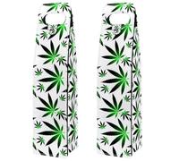 VAPOKF Wine Bags Decoration, 2 PCS Reusable Leather Wine Gift Bag for Party, Picnic, Birthdayl, Trave - Cannabis Weed Green Pattern