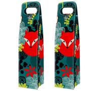 VAPOKF Wine Bags Decoration, 2 PCS Reusable Leather Wine Gift Bag for Party, Picnic, Birthdayl, Trave, (Fox)