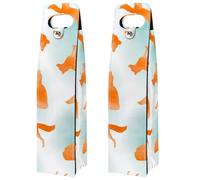 VAPOKF Wine Bags Decoration, 2 PCS Reusable Leather Wine Gift Bag for Party, Picnic, Birthdayl, Trave, (Fox)