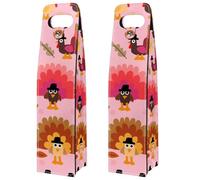 VAPOKF Wine Bags Decoration, 2 PCS Reusable Leather Wine Gift Bag for Party, Picnic, Birthdayl, Trave - Happy Thanksgiving Turkey