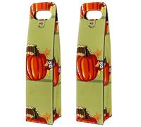 VAPOKF Wine Bags Decoration, 2 PCS Reusable Leather Wine Gift Bag for Party, Picnic, Birthdayl, Trave - Happy Thanksgiving Turkey (2)