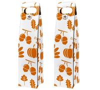 VAPOKF Wine Bags Decoration, 2 PCS Reusable Leather Wine Gift Bag for Party, Picnic, Birthdayl, Trave - Orange Turkey Thanksgiving