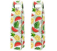 VAPOKF Wine Bags Decoration, 2 PCS Reusable Leather Wine Gift Bag for Party, Picnic, Birthdayl, Trave - Pineapple Watermelon Palm Leaf