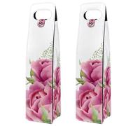 VAPOKF Wine Bags Decoration, 2 PCS Reusable Leather Wine Gift Bag for Party, Picnic, Birthdayl, Trave - Pink Watercolor Roses Leaves Dandelion