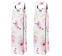 VAPOKF Wine Bags Decoration, 2 PCS Reusable Leather Wine Gift Bag for Party, Picnic, Birthdayl, Trave - Pink Cherry Blossom Pattern