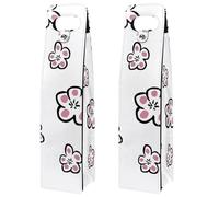 VAPOKF Wine Bags Decoration, 2 PCS Reusable Leather Wine Gift Bag for Party, Picnic, Birthdayl, Trave - Plum Flower Cherry Blossom Pattern