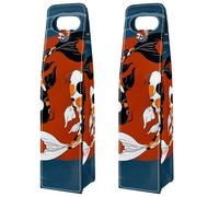 VAPOKF Wine Bags Decoration, 2 PCS Reusable Leather Wine Gift Bag for Party, Picnic, Birthdayl, Trave - Tai Chi Koi Cherry Blossom