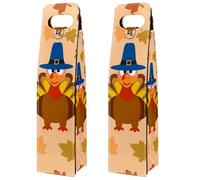 VAPOKF Wine Bags Decoration, 2 PCS Reusable Leather Wine Gift Bag for Party, Picnic, Birthdayl, Trave - Thanksgiving Day Turkey