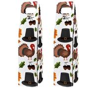 VAPOKF Wine Bags Decoration, 2 PCS Reusable Leather Wine Gift Bag for Party, Picnic, Birthdayl, Trave - Thanksgiving Day Turkey (2)