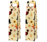 VAPOKF Wine Bags Decoration, 2 PCS Reusable Leather Wine Gift Bag for Party, Picnic, Birthdayl, Trave - Thanksgiving Turkey