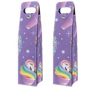 VAPOKF Wine Tote Carrier, 2 PCS Reusable Leather Single Bottle Champagne, Beer Gift Bags for Birthday, Wedding, Picnic Party, Christmas - Unicorn Purple Ice Cream