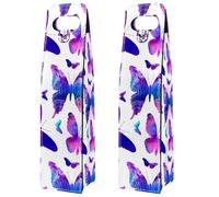 VAPOKF Wine Tote Carrier, 2 PCS Reusable Leather Single Bottle Champagne, Beer Gift Bags for Birthday, Wedding, Picnic Party, Christmas - Neon Butterfly Galaxy