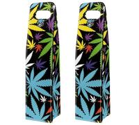 VAPOKF Wine Tote Carrier, 2 PCS Reusable Leather Single Bottle Champagne, Beer Gift Bags for Birthday, Wedding, Picnic Party, Christmas - Cannabis Leafs Pattern