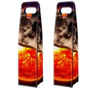 VAPOKF Wine Tote Carrier, 2 PCS Reusable Leather Single Bottle Champagne, Beer Gift Bags for Birthday, Wedding, Picnic Party, Christmas - 3D Tai Chi Sun Moon