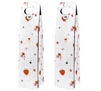 VAPOKF Wine Tote Carrier, 2 PCS Reusable Leather Single Bottle Champagne, Beer Gift Bags for Birthday, Wedding, Picnic Party, Christmas - Strawberry & Ice Cream